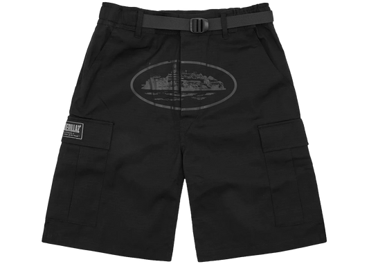 Corteiz Alcatraz Cargo Shorts Triple Black