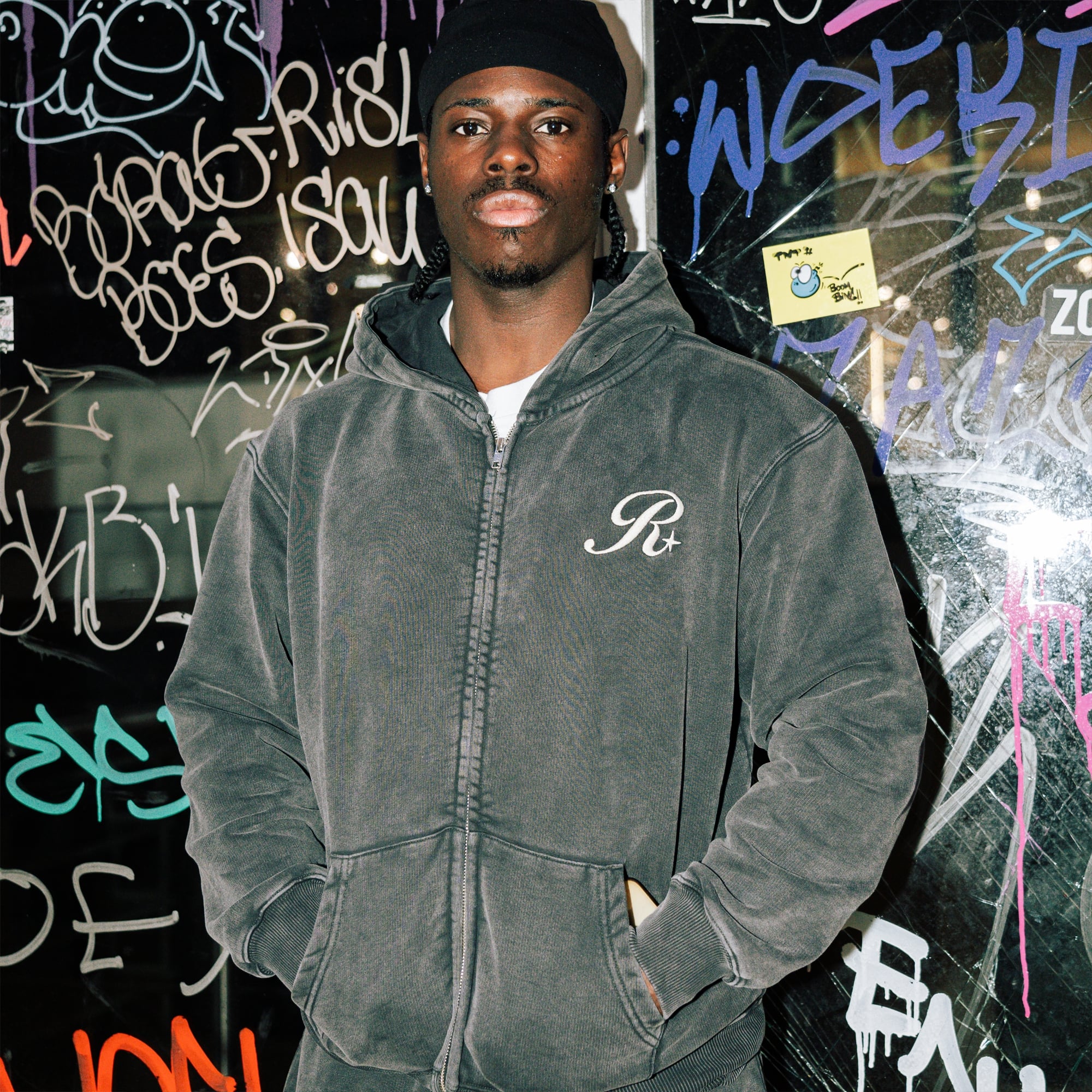 Make Your Own Rules Zip-Up Hoodie Faded Black