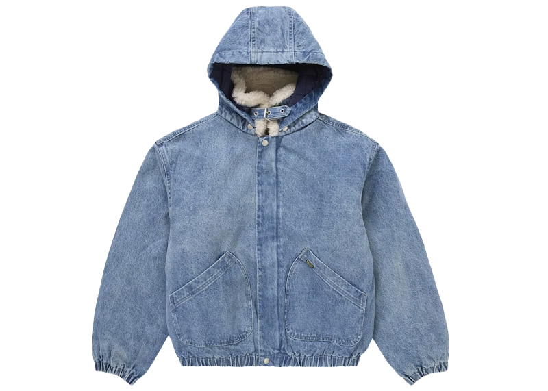 Supreme Faux Shearling Lined Bomber Jacket Denim