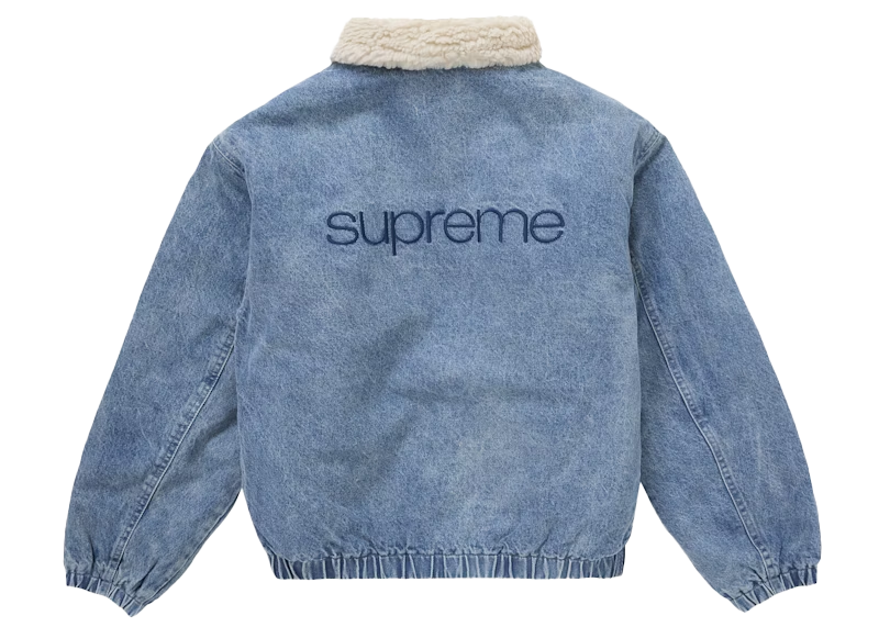 Supreme Faux Shearling Lined Bomber Jacket Denim